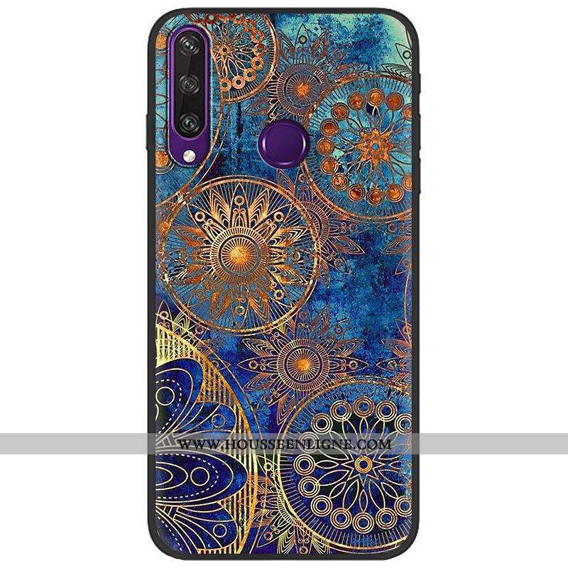 Étui Huawei Y6p Créatif Dessin Animé Peinture Vert Coque Délavé En Daim Verte