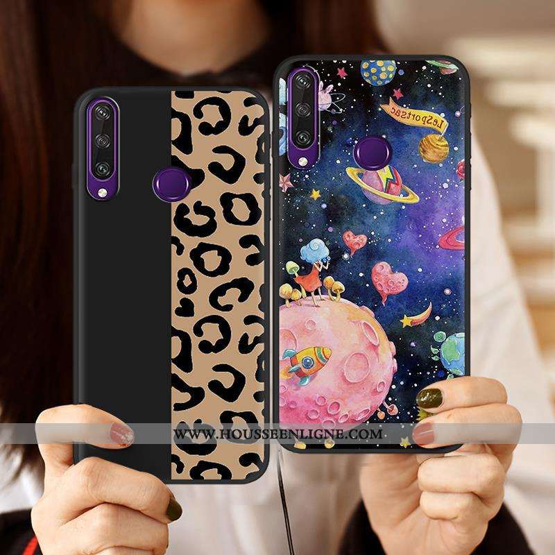 Étui Huawei Y6p Créatif Dessin Animé Peinture Vert Coque Délavé En Daim Verte