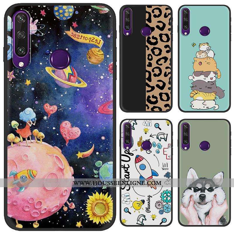 Étui Huawei Y6p Créatif Dessin Animé Peinture Vert Coque Délavé En Daim Verte