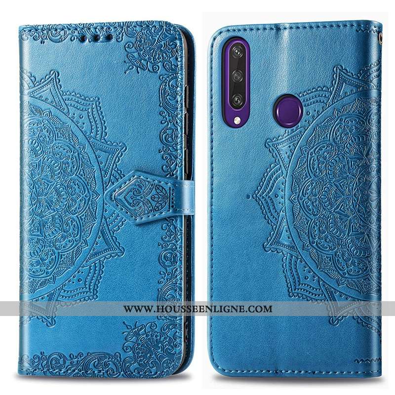 Étui Huawei Y6p Cuir Gaufrage Téléphone Portable Vert Clamshell Coque Verte