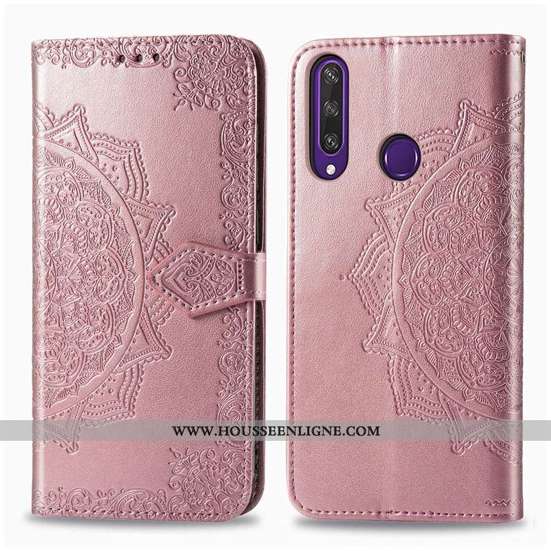 Étui Huawei Y6p Cuir Gaufrage Téléphone Portable Vert Clamshell Coque Verte