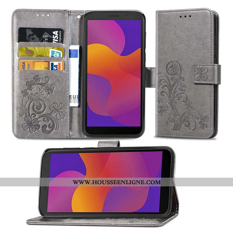 Étui Huawei Y6p Cuir Téléphone Portable Coque Tout Compris Incassable Clamshell Rose