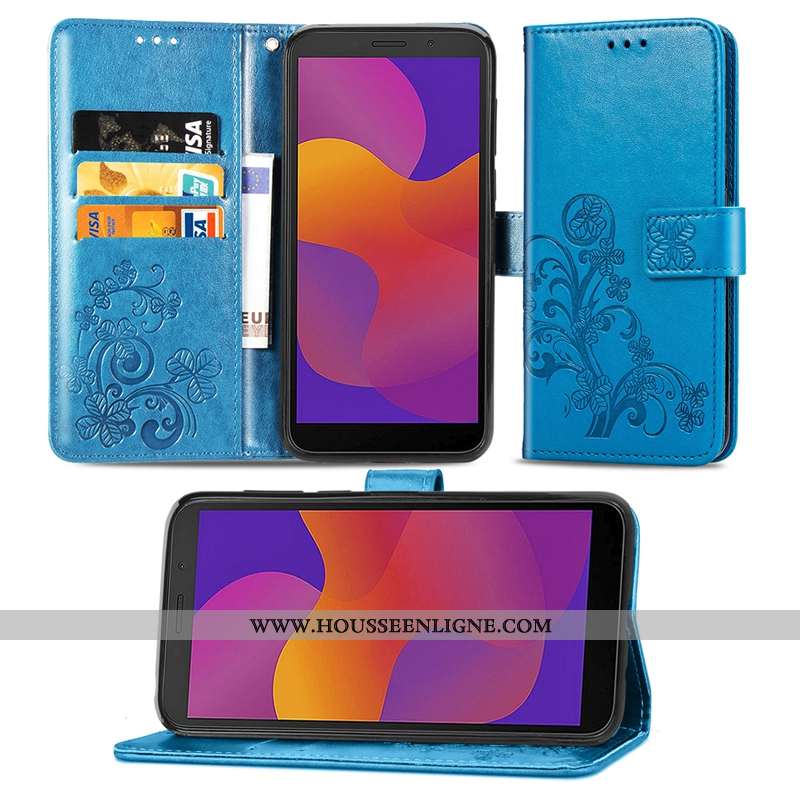 Étui Huawei Y6p Cuir Téléphone Portable Coque Tout Compris Incassable Clamshell Rose