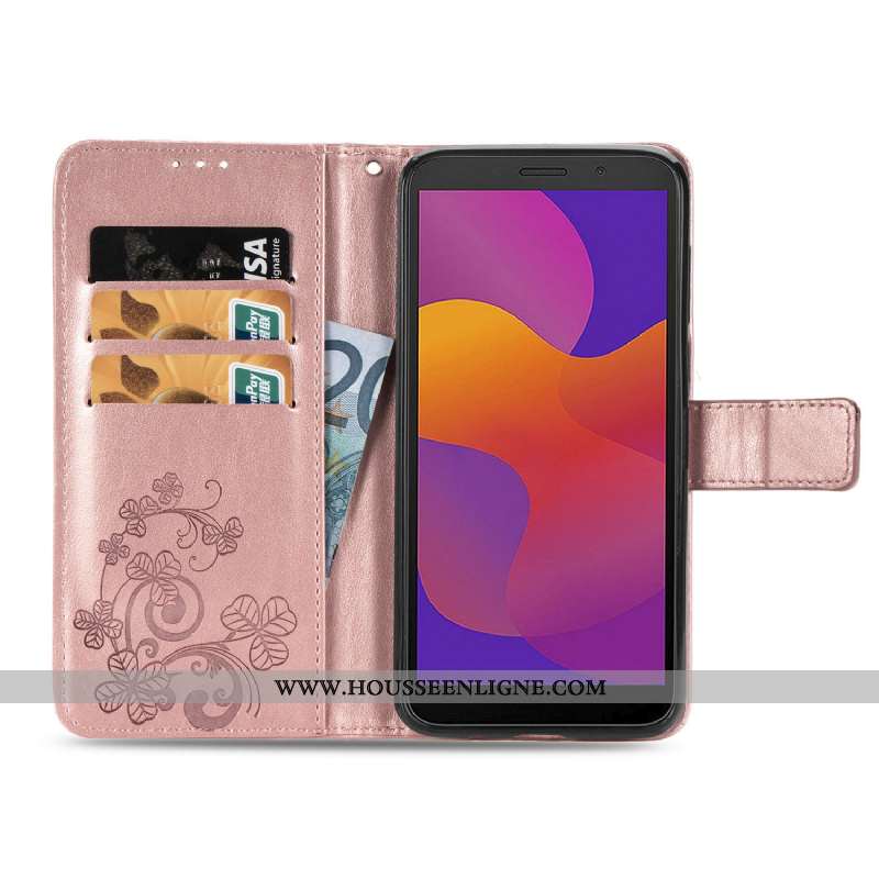 Étui Huawei Y6p Cuir Téléphone Portable Coque Tout Compris Incassable Clamshell Rose