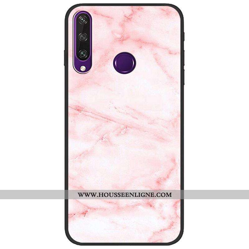 Étui Huawei Y6p Fluide Doux Protection Téléphone Portable Délavé En Daim Rose Dessin Animé Créatif