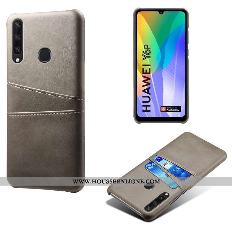 Étui Huawei Y6p Légère Cuir Téléphone Portable Coque Noir Carte