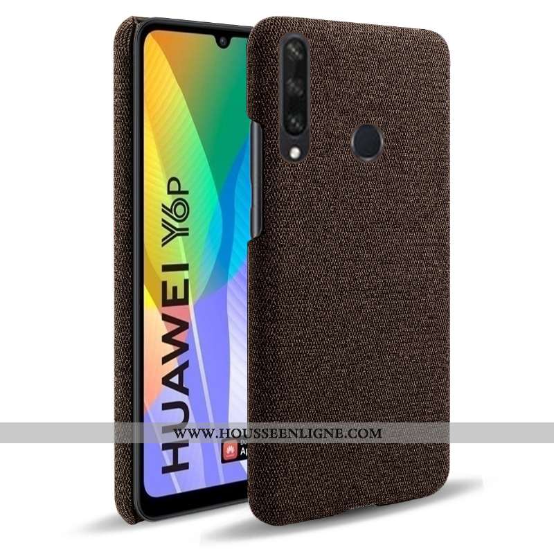 Étui Huawei Y6p Modèle Fleurie Cuir Business Tissu Téléphone Portable Coque Gris