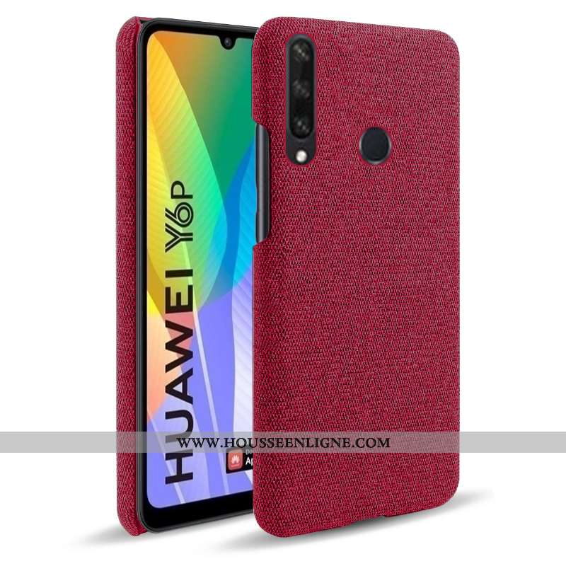 Étui Huawei Y6p Modèle Fleurie Cuir Business Tissu Téléphone Portable Coque Gris