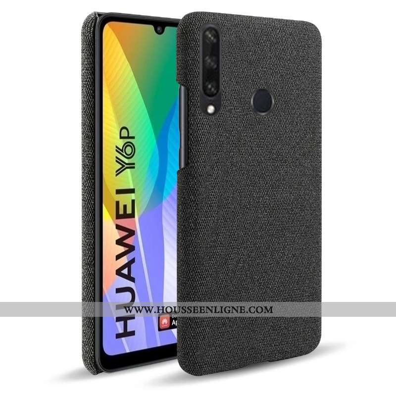 Étui Huawei Y6p Modèle Fleurie Cuir Business Tissu Téléphone Portable Coque Gris