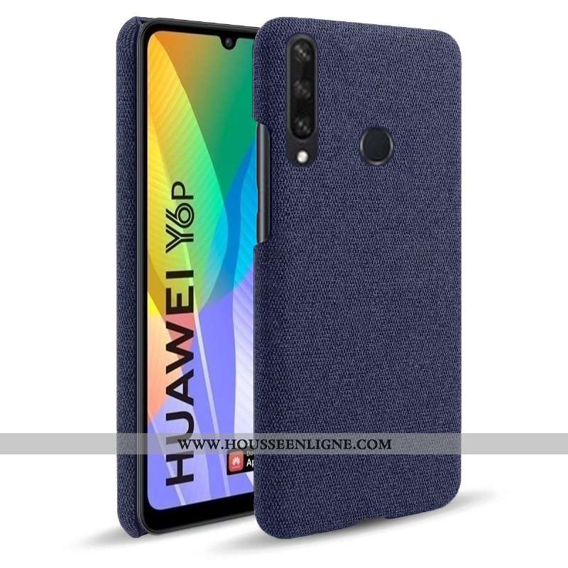 Étui Huawei Y6p Modèle Fleurie Cuir Business Tissu Téléphone Portable Coque Gris
