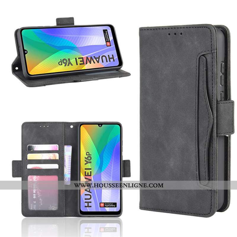 Étui Huawei Y6p Protection Cuir Housse Coque Téléphone Portable Noir