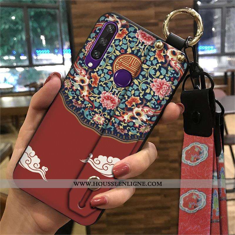 Étui Huawei Y6p Tendance Créatif Style Chinois Coque Vintage Téléphone Portable Support Bleu
