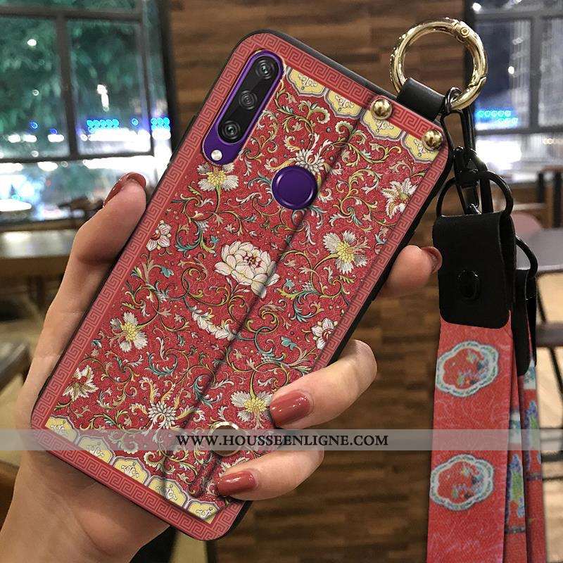 Étui Huawei Y6p Tendance Créatif Style Chinois Coque Vintage Téléphone Portable Support Bleu