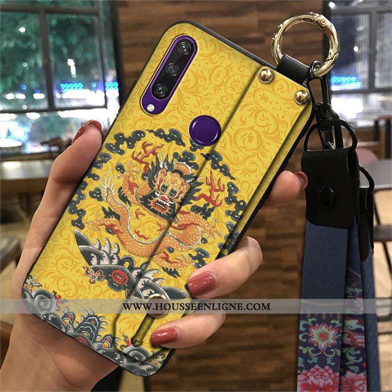 Étui Huawei Y6p Tendance Créatif Style Chinois Coque Vintage Téléphone Portable Support Bleu