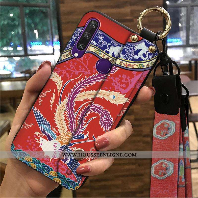Étui Huawei Y6p Tendance Créatif Style Chinois Coque Vintage Téléphone Portable Support Bleu
