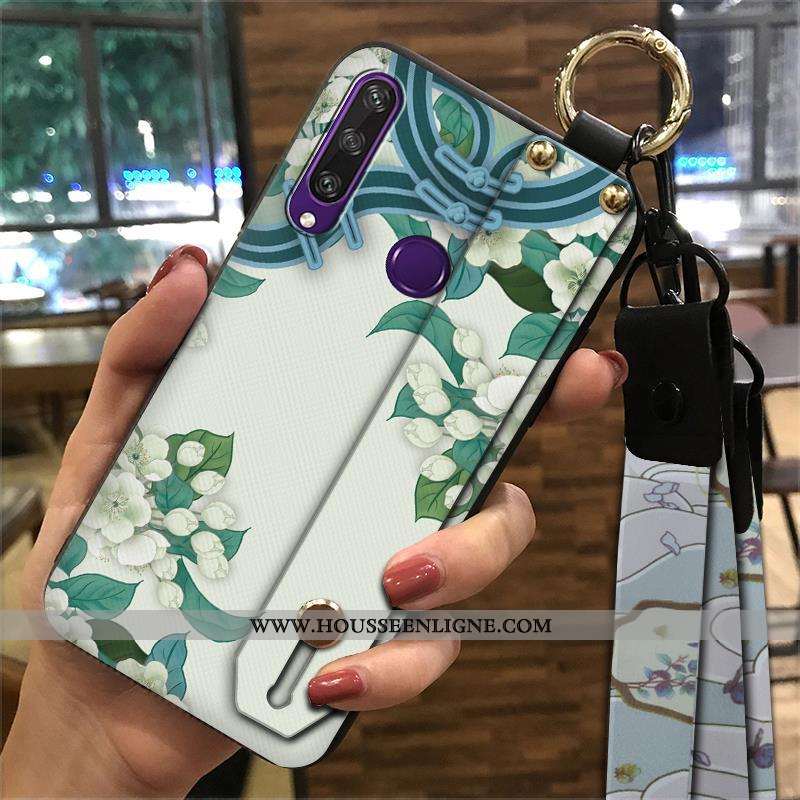 Étui Huawei Y6p Tendance Créatif Style Chinois Coque Vintage Téléphone Portable Support Bleu