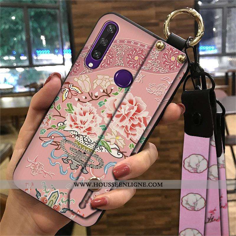 Étui Huawei Y6p Tendance Créatif Style Chinois Coque Vintage Téléphone Portable Support Bleu