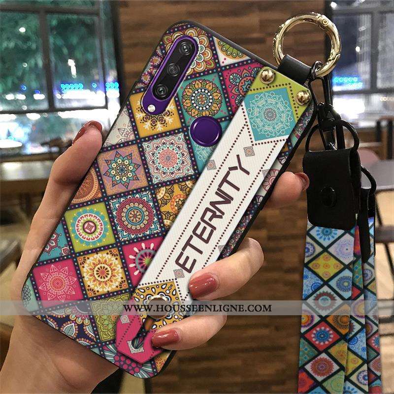 Étui Huawei Y6p Tendance Créatif Style Chinois Coque Vintage Téléphone Portable Support Bleu
