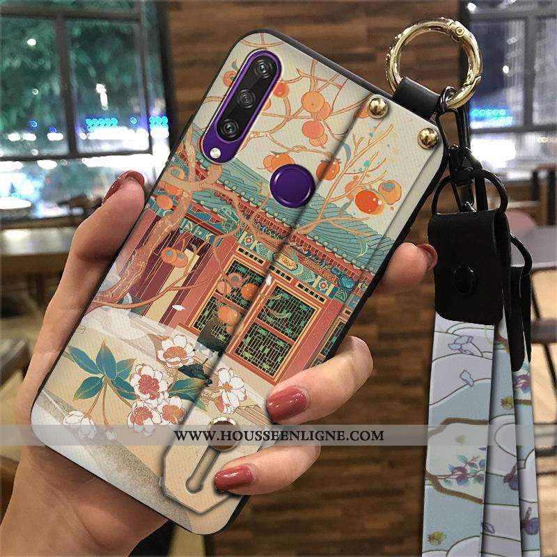 Étui Huawei Y6p Tendance Créatif Style Chinois Coque Vintage Téléphone Portable Support Bleu