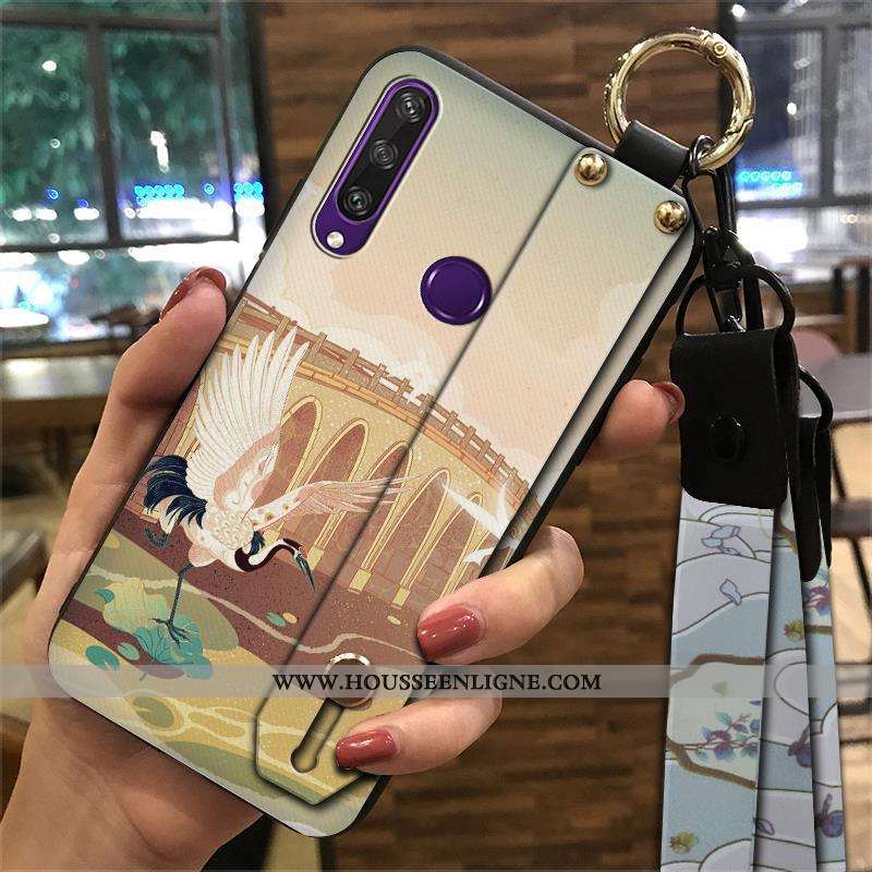 Étui Huawei Y6p Tendance Créatif Style Chinois Coque Vintage Téléphone Portable Support Bleu