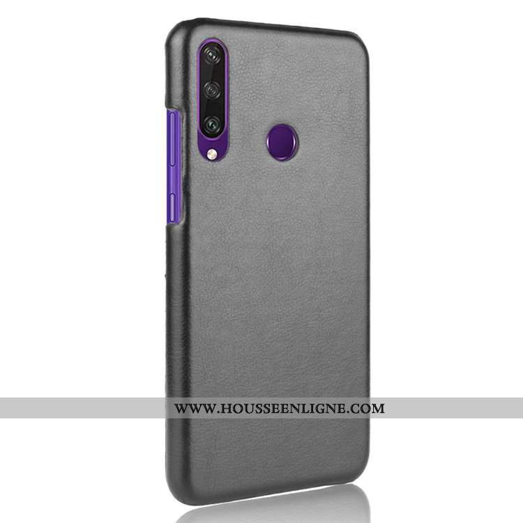 Étui Huawei Y6p Tendance Cuir Protection Noir Litchi Incassable Téléphone Portable
