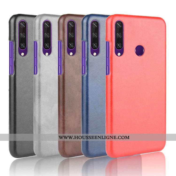 Étui Huawei Y6p Tendance Cuir Protection Noir Litchi Incassable Téléphone Portable