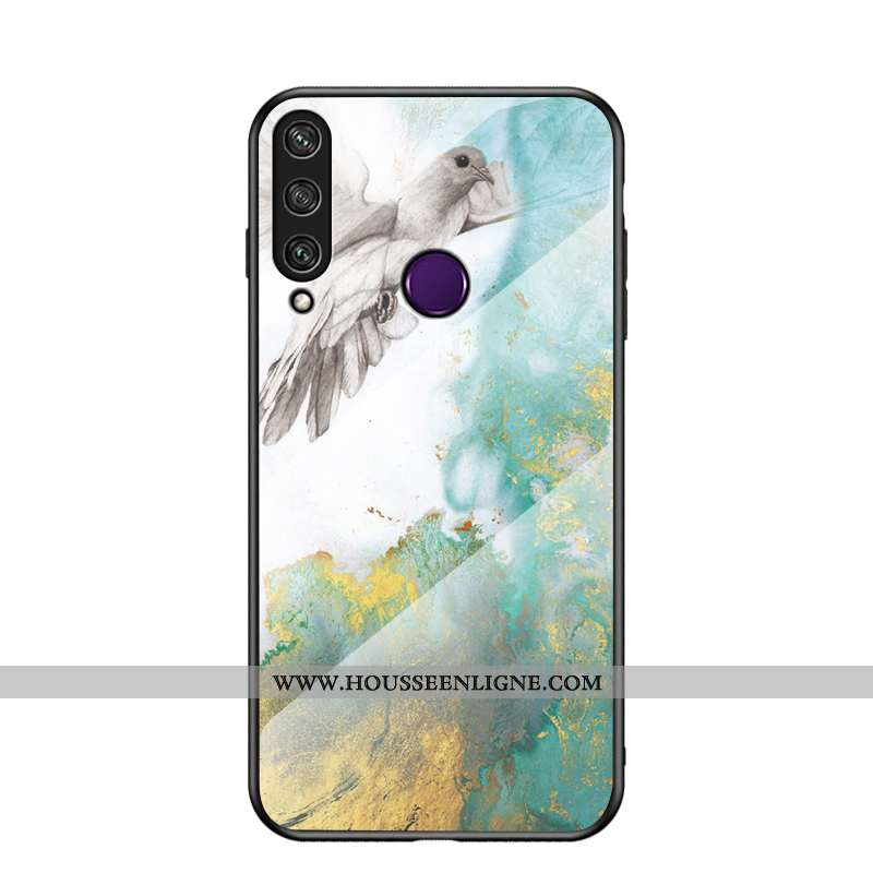 Étui Huawei Y6p Verre Tendance Mode Téléphone Portable Nouveau Silicone Peinture Verte