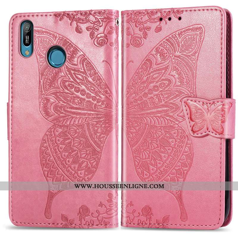 Étui Huawei Y6s Cuir Protection Rose Fleur 2020 Housse Ornements Suspendus