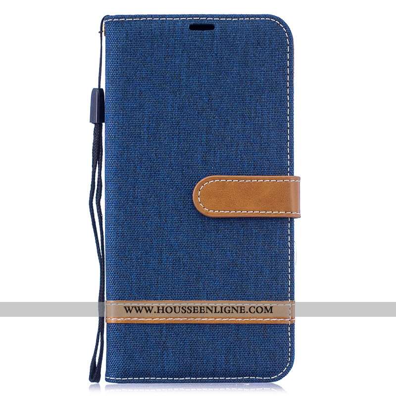 Étui Huawei Y7 2020 Protection Portefeuille Coque Carte 2020 En Denim Bleu