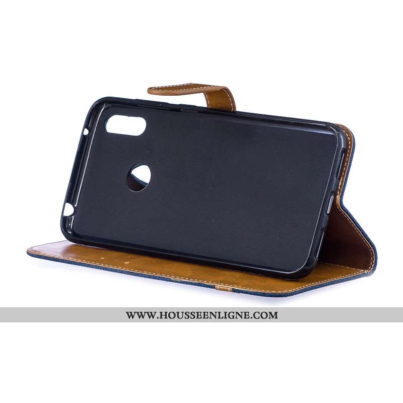 Étui Huawei Y7 2020 Protection Portefeuille Coque Carte 2020 En Denim Bleu