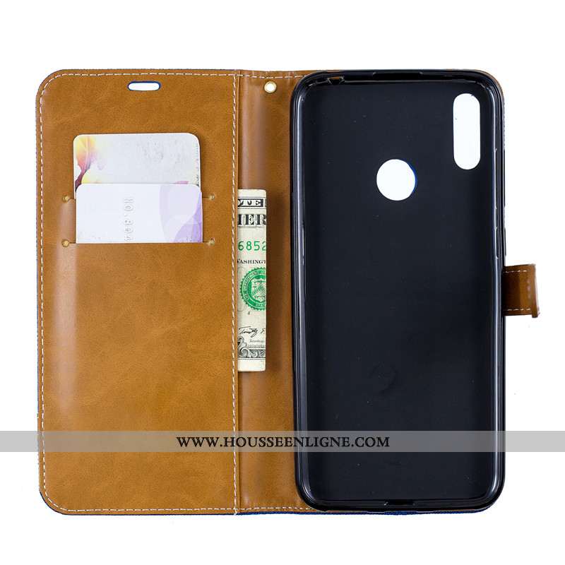 Étui Huawei Y7 2020 Protection Portefeuille Coque Carte 2020 En Denim Bleu