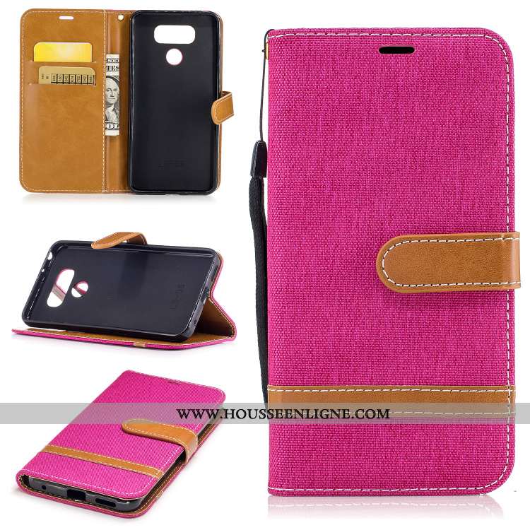 Étui Lg G6 Cuir Modèle Fleurie Silicone Housse Violet Carte