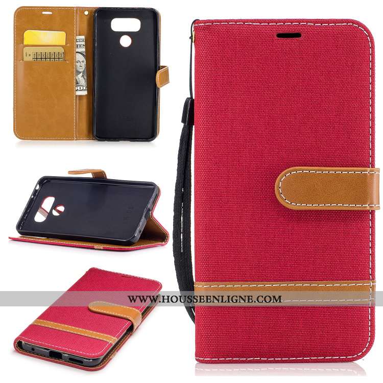 Étui Lg G6 Cuir Modèle Fleurie Silicone Housse Violet Carte