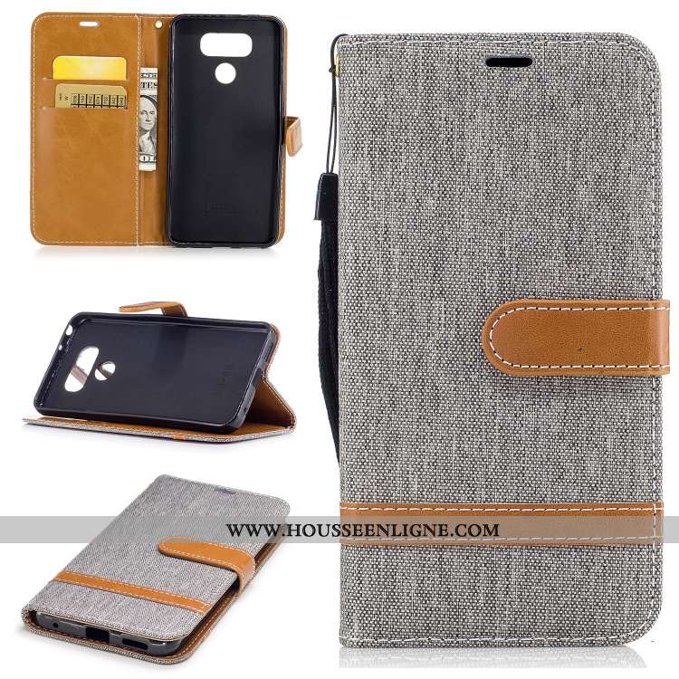 Étui Lg G6 Cuir Modèle Fleurie Silicone Housse Violet Carte