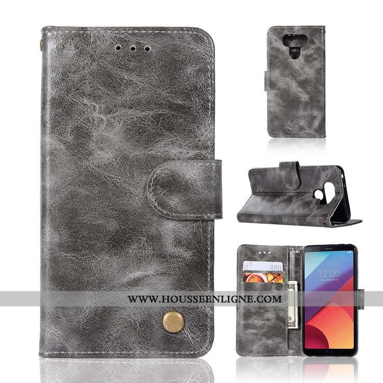 Étui Lg G6 Cuir Protection Coque Gris Clamshell Téléphone Portable