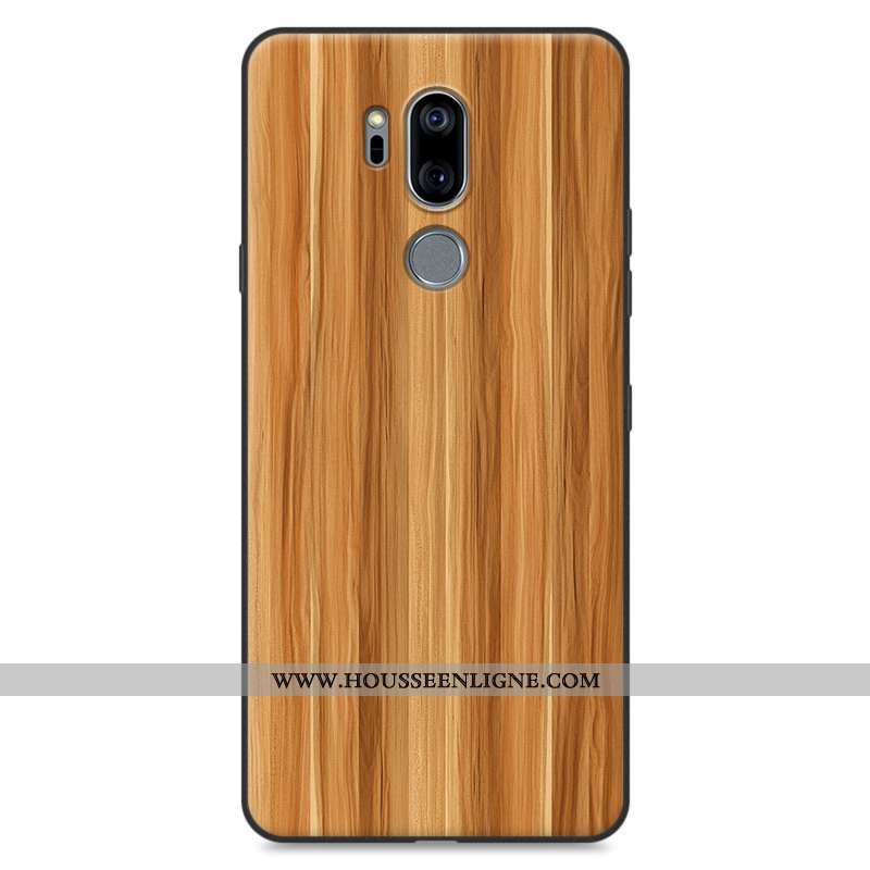 Étui Lg G7 Thinq Fluide Doux Silicone Téléphone Portable Kaki Tout Compris Modèle Fleurie En Bois Kh