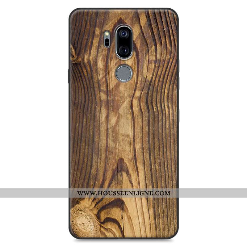 Étui Lg G7 Thinq Fluide Doux Silicone Téléphone Portable Kaki Tout Compris Modèle Fleurie En Bois Kh