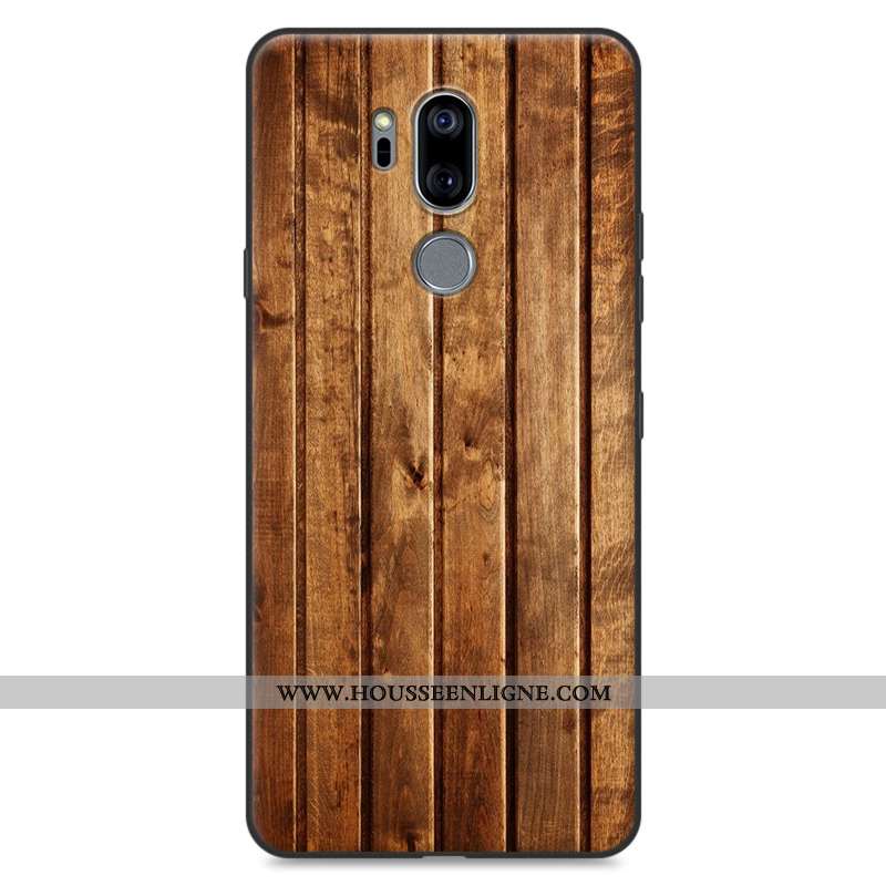 Étui Lg G7 Thinq Fluide Doux Silicone Téléphone Portable Kaki Tout Compris Modèle Fleurie En Bois Kh