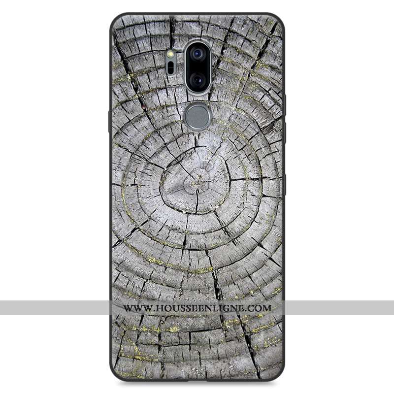 Étui Lg G7 Thinq Fluide Doux Silicone Téléphone Portable Kaki Tout Compris Modèle Fleurie En Bois Kh