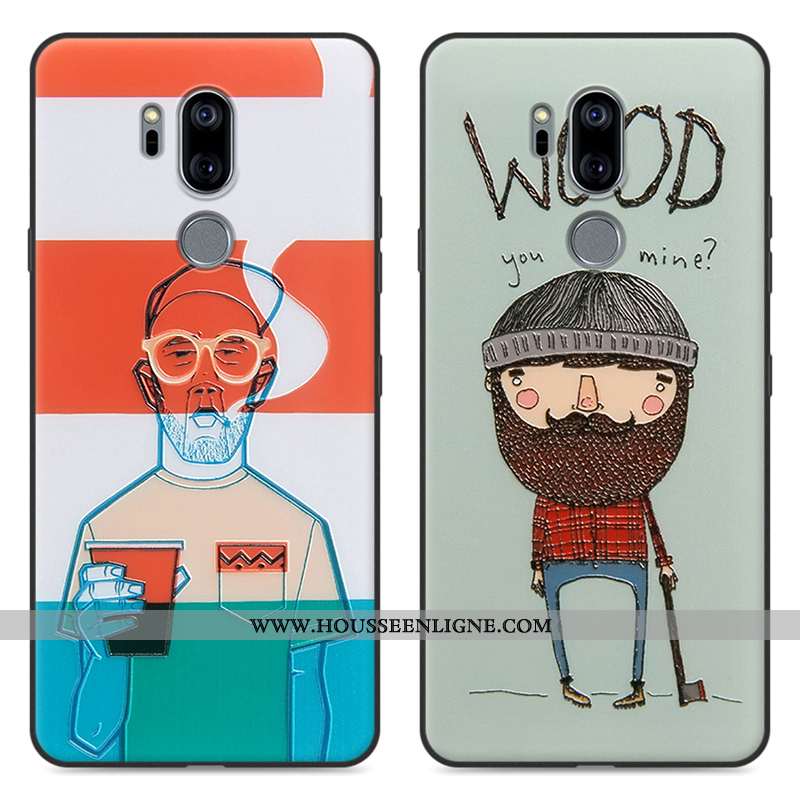 Étui Lg G7 Thinq Gaufrage Dessin Animé Bleu Tout Compris Créatif Protection Téléphone Portable