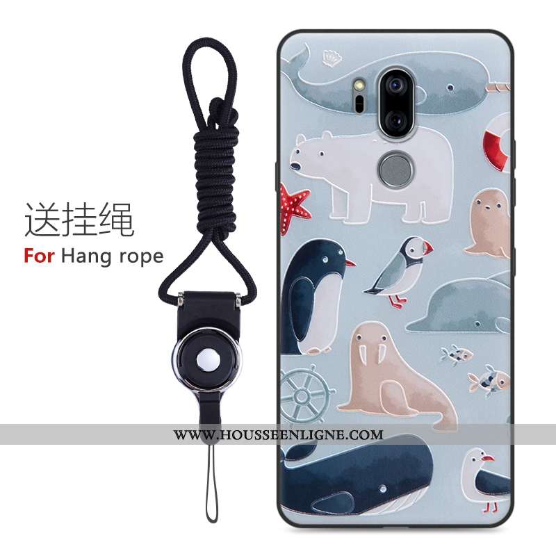 Étui Lg G7 Thinq Gaufrage Dessin Animé Bleu Tout Compris Créatif Protection Téléphone Portable