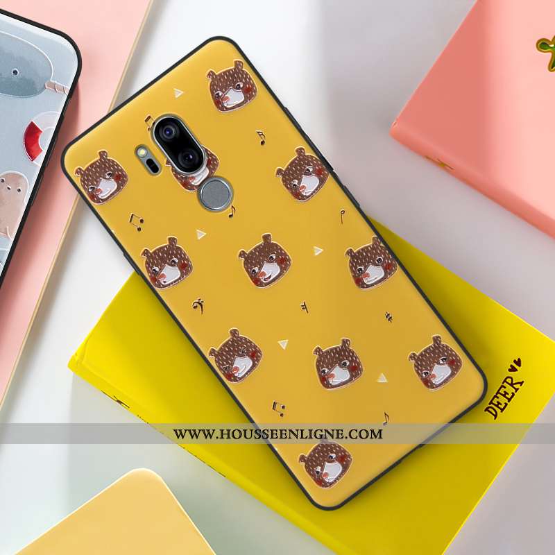 Étui Lg G7 Thinq Gaufrage Dessin Animé Bleu Tout Compris Créatif Protection Téléphone Portable