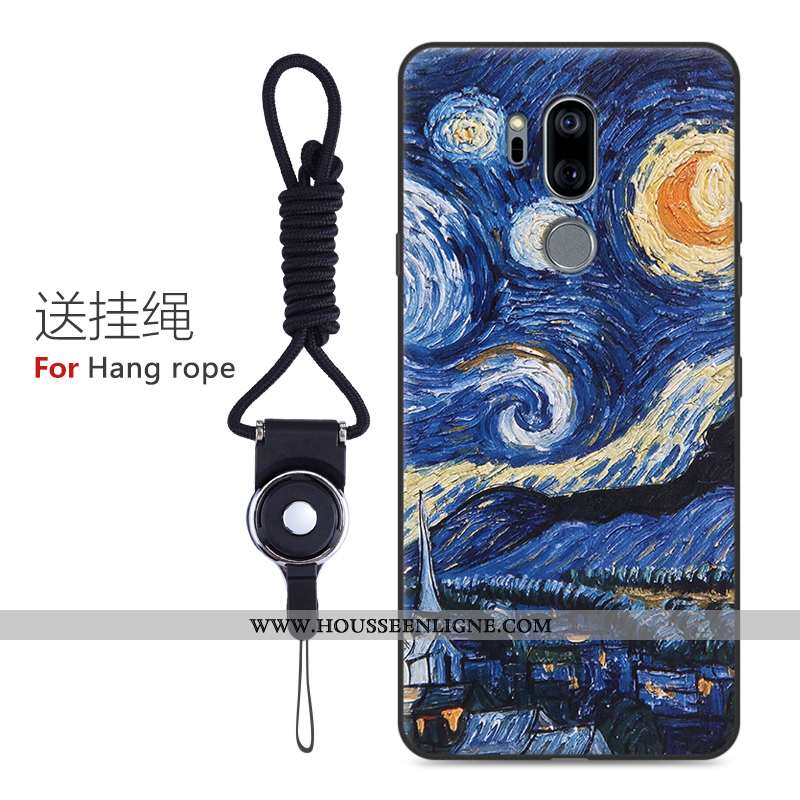 Étui Lg G7 Thinq Gaufrage Dessin Animé Bleu Tout Compris Créatif Protection Téléphone Portable
