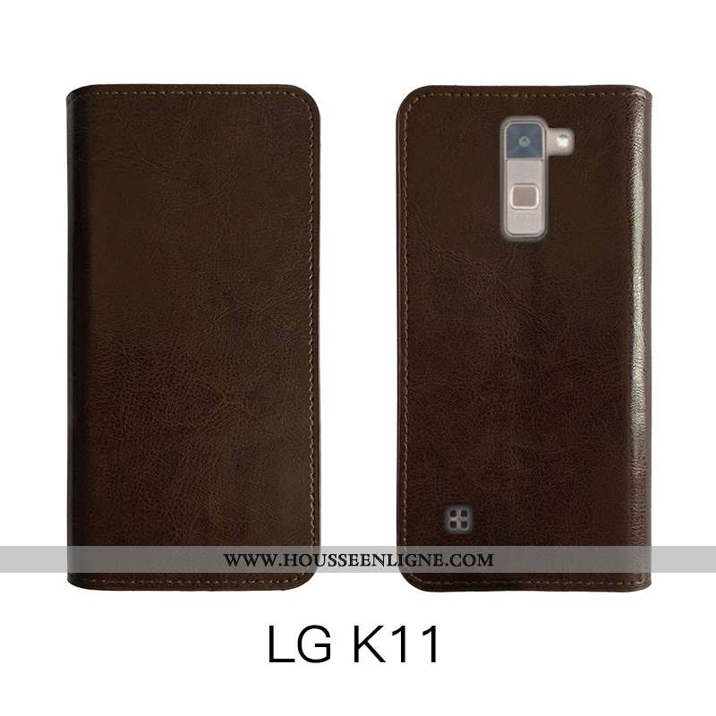 Étui Lg K11 Fluide Doux Protection Marron Simple Téléphone Portable Cuir Véritable