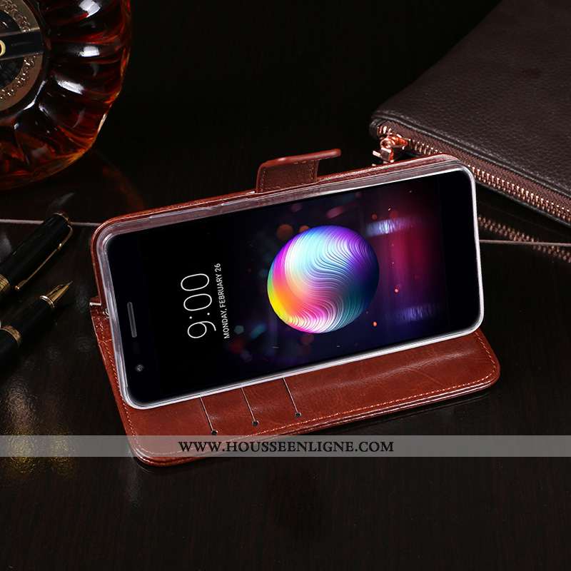 Étui Lg K11 Portefeuille Cuir Créatif Support Téléphone Portable Housse Noir