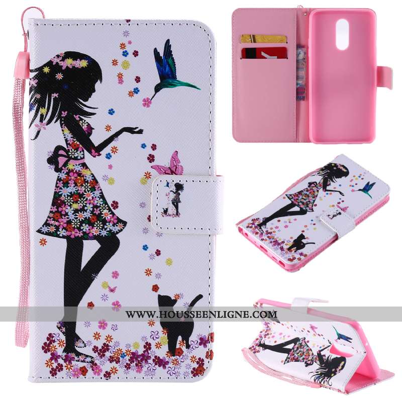 Étui Lg Q Stylus Cuir Protection Blanc Téléphone Portable Incassable Dessin Animé Carte Blanche
