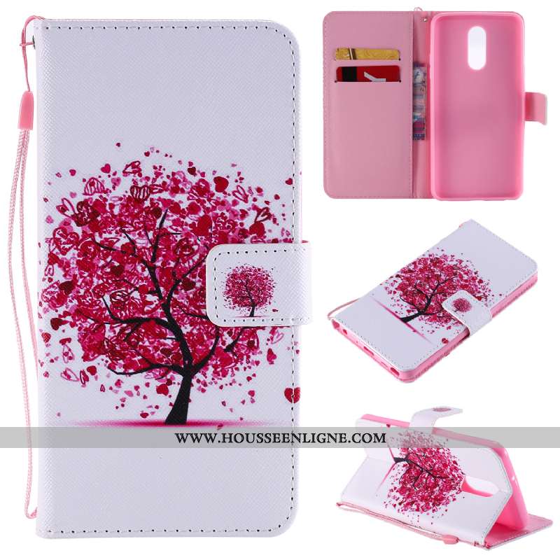 Étui Lg Q Stylus Cuir Protection Blanc Téléphone Portable Incassable Dessin Animé Carte Blanche