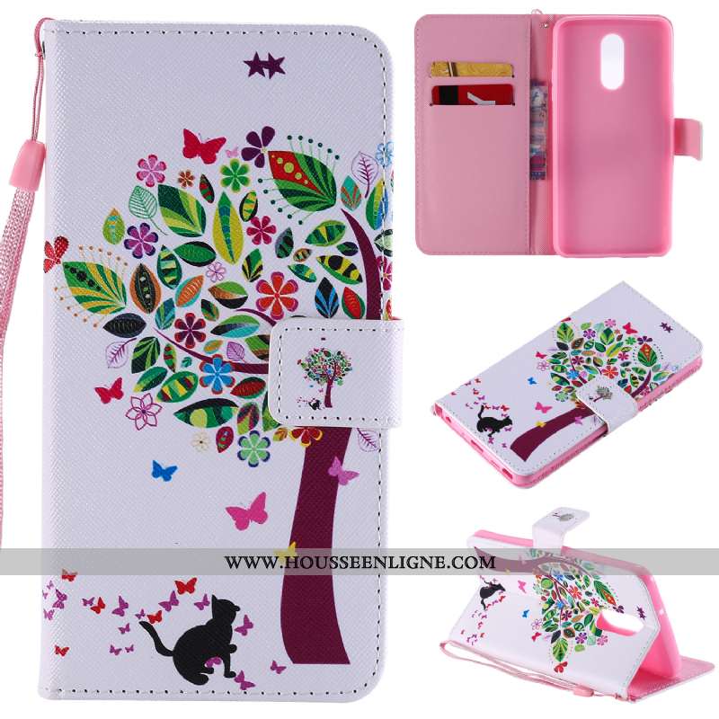 Étui Lg Q Stylus Cuir Protection Blanc Téléphone Portable Incassable Dessin Animé Carte Blanche