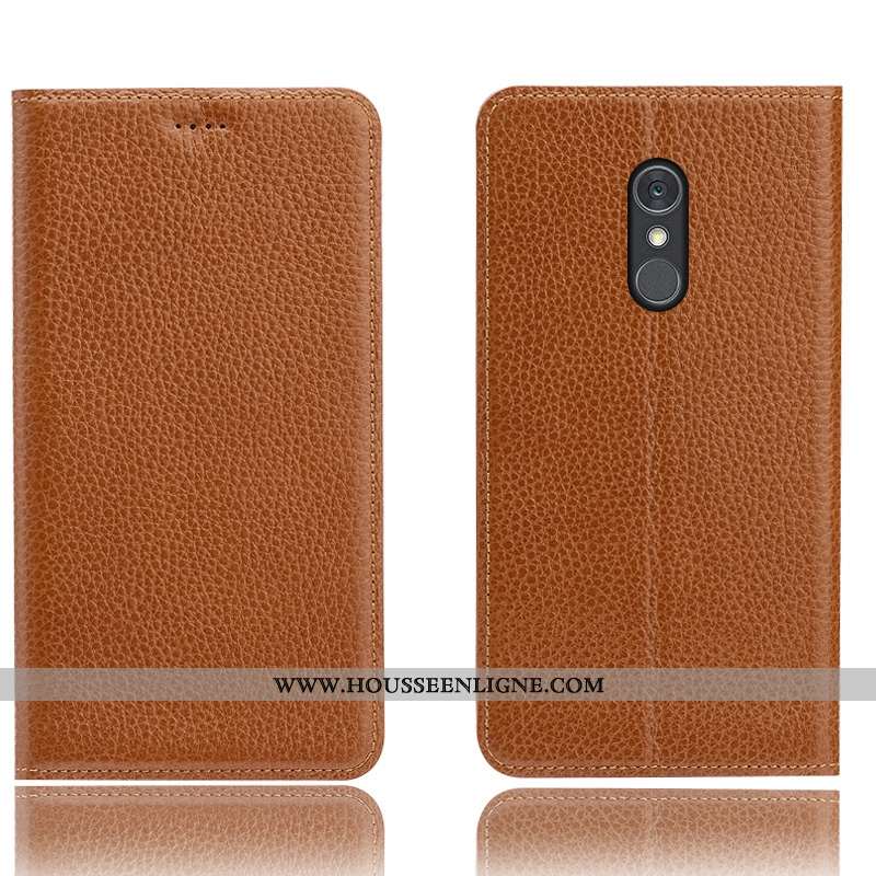 Étui Lg Q Stylus Cuir Véritable Protection Téléphone Portable Litchi Tout Compris Coque Marron