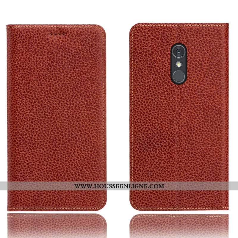 Étui Lg Q Stylus Cuir Véritable Protection Téléphone Portable Litchi Tout Compris Coque Marron